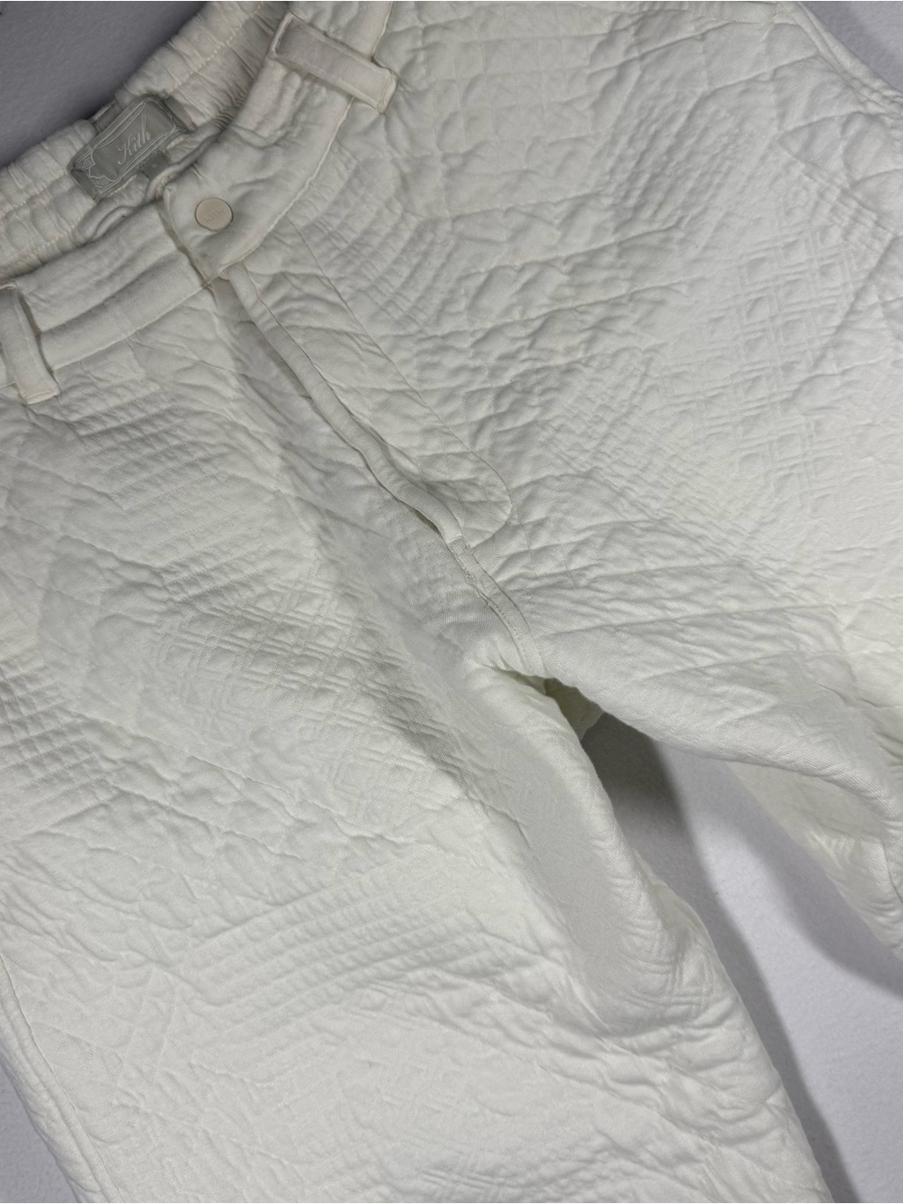 FW24 Kith Mixed Stitched Interlock Garrison Pants in Cream Sandrift Men's Size S